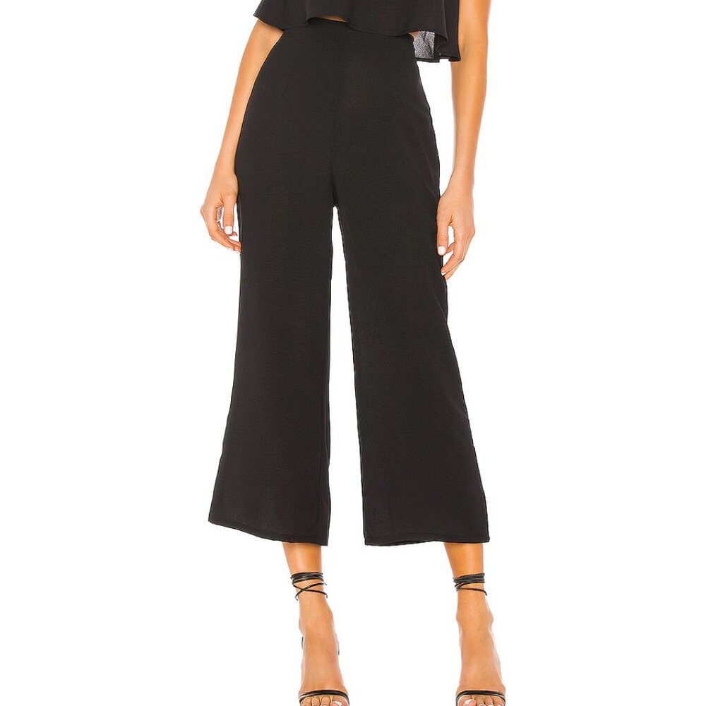 Superdown Revolve Brooke Women's‎ Large Black High Rise Cropped Wide Leg Pants
